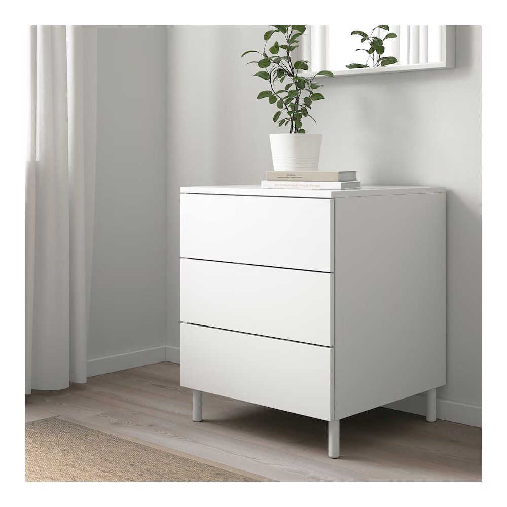 187_02 Chest Of 3 Drawers, White/fonnes White - Image 3