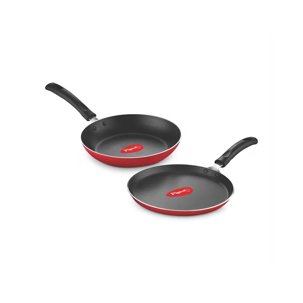 43 Red Aluminium Nonstick 250 mm Flat Tawa - Knapdirect