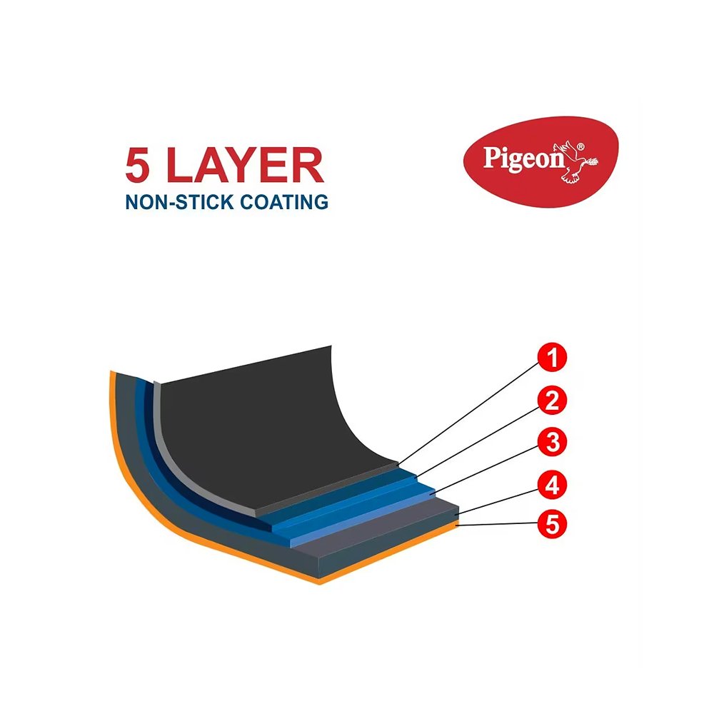 43_02 Red Aluminium Nonstick 250 mm Flat Tawa - Image 3