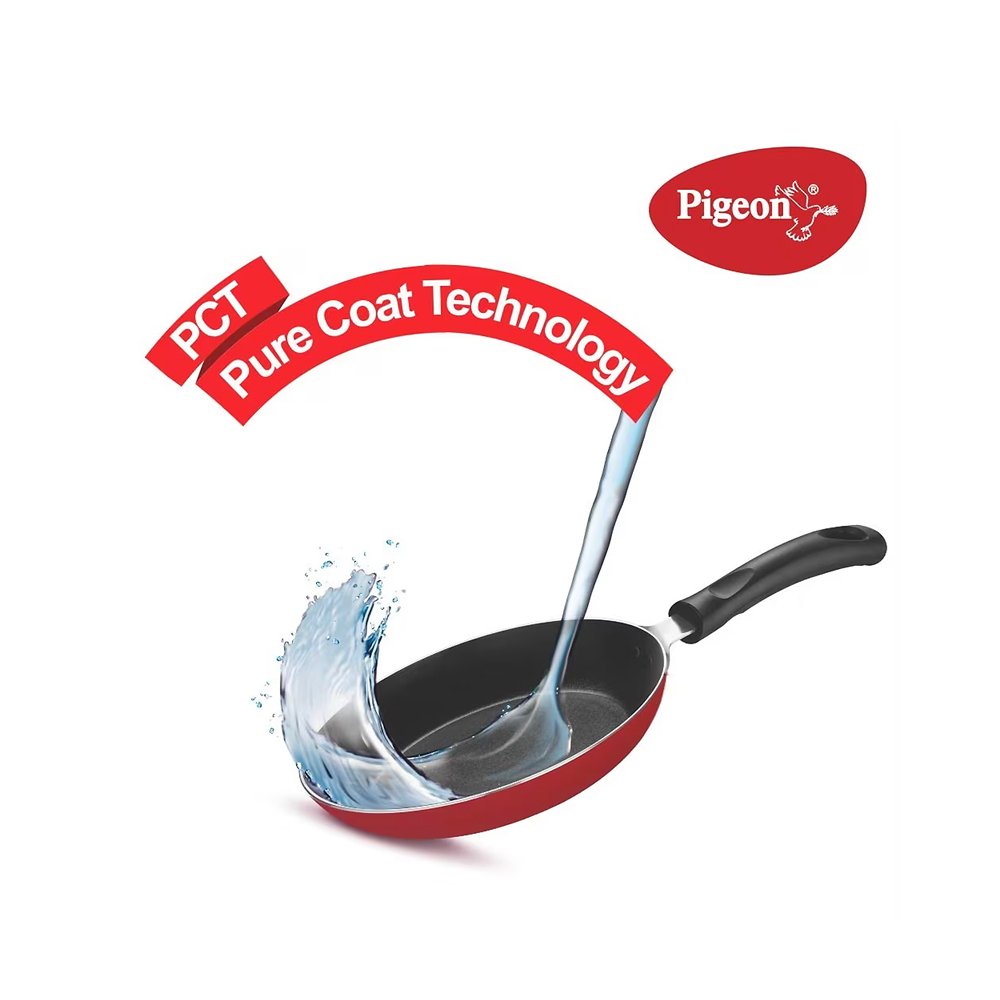 43_04 Red Aluminium Nonstick 250 mm Flat Tawa - Image 4