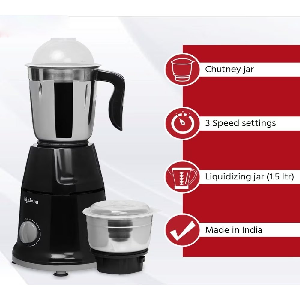 62_06 Lifelong Duos - LLMG92 500 Mixer Grinder 2 Jars - Image 3