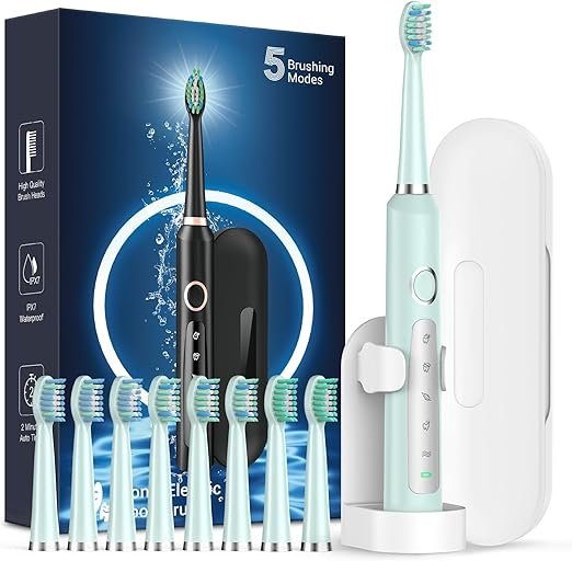 71EoCJDEUGL._AC_SX522_ Sonic Electric Toothbrush for Adults - Rechargeable Electric toothbrush with 8 Brush Heads & Travel Case,Teeth Whitening , Power Electric Toothbrush with Holder, 3Hours Charge for 120 Days - Image 5