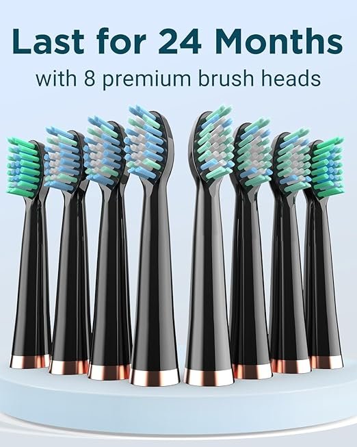 71VXP573qeL._AC_SX522_ Sonic Electric Toothbrush for Adults - Rechargeable Electric toothbrush with 8 Brush Heads & Travel Case,Teeth Whitening , Power Electric Toothbrush with Holder, 3Hours Charge for 120 Days - Image 11