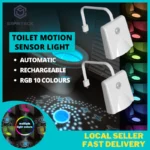 SMARTECK Toilet Night Light Motion Sensor RGB 10 Colors USB Rechargeable Waterproof Toilet Bowl Seat