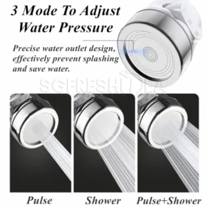 360 Degree Rotatable Tap Extender Adapter Water Saving Tap Extension Faucet Flexible Nozzle Kitchen Sink Spout Adaptor Rotating 3 Modes Spray - Image 2