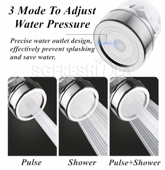 360 Degree Rotatable Tap Extender Adapter Water Saving Tap Extension Faucet Flexible Nozzle Kitchen Sink Spout Adaptor Rotating 3 Modes Spray - Image 2
