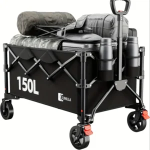 Sunula Collapsible Wagon Cart, Supports Up to 149.69 KG with A 300L Capacity, Oversized All-terrain Wheels for Sand, Grass & Gravel, Perfect for Shopping, Camping, Gardening, Beach Trips, And Outdoor Activities. Folds Compactly for Easy Storage. - Image 2
